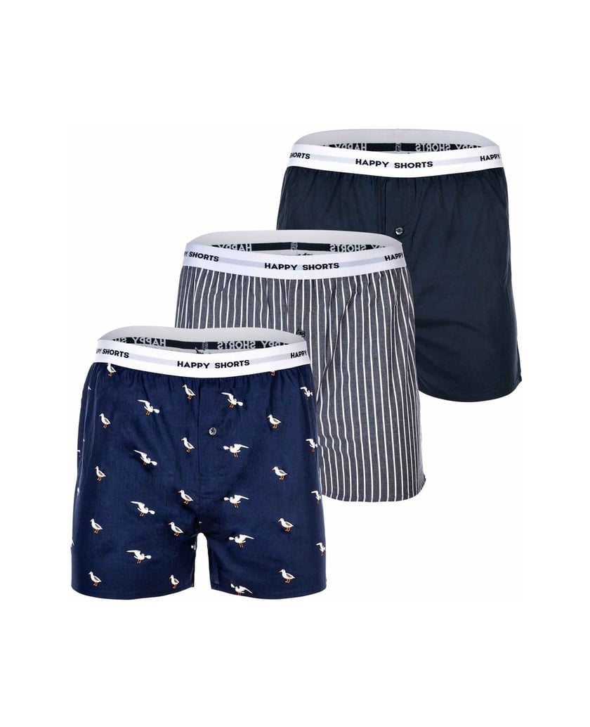 Happy-Shorts-Herren-Web-Boxershorts-3er-Pack-mehrfarbig