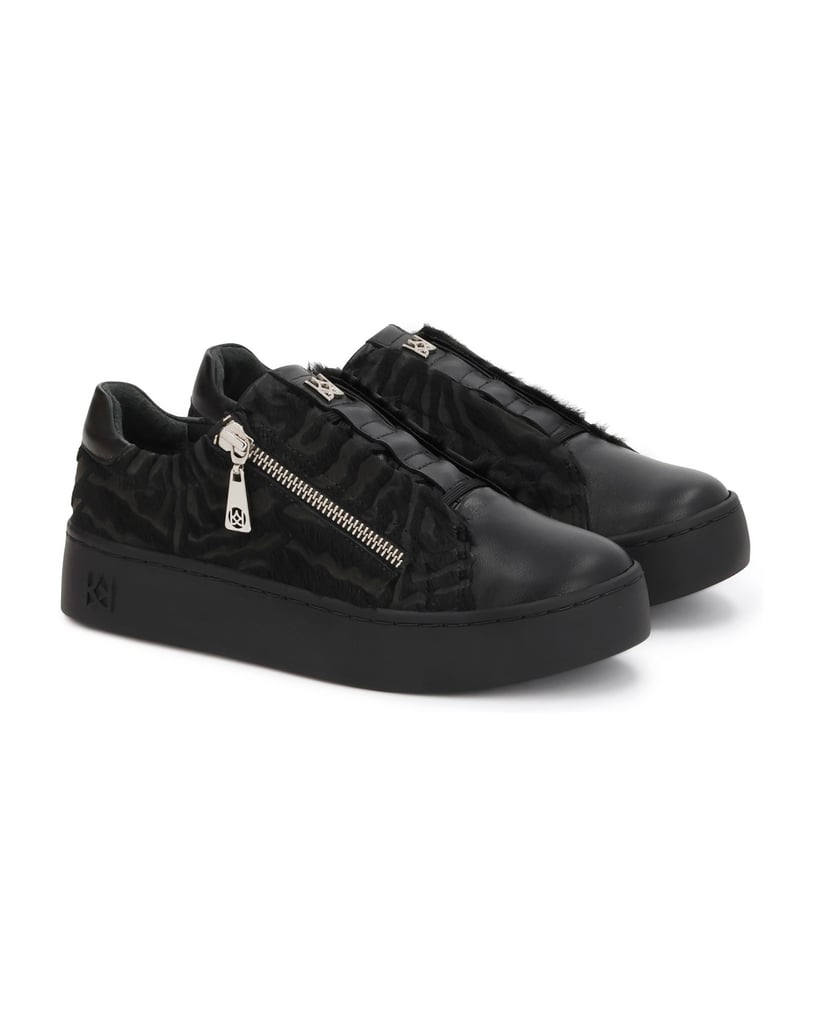 Kazar-Zebra-print-sneakers-made-of-leather-with-natural-hair-finish-černá