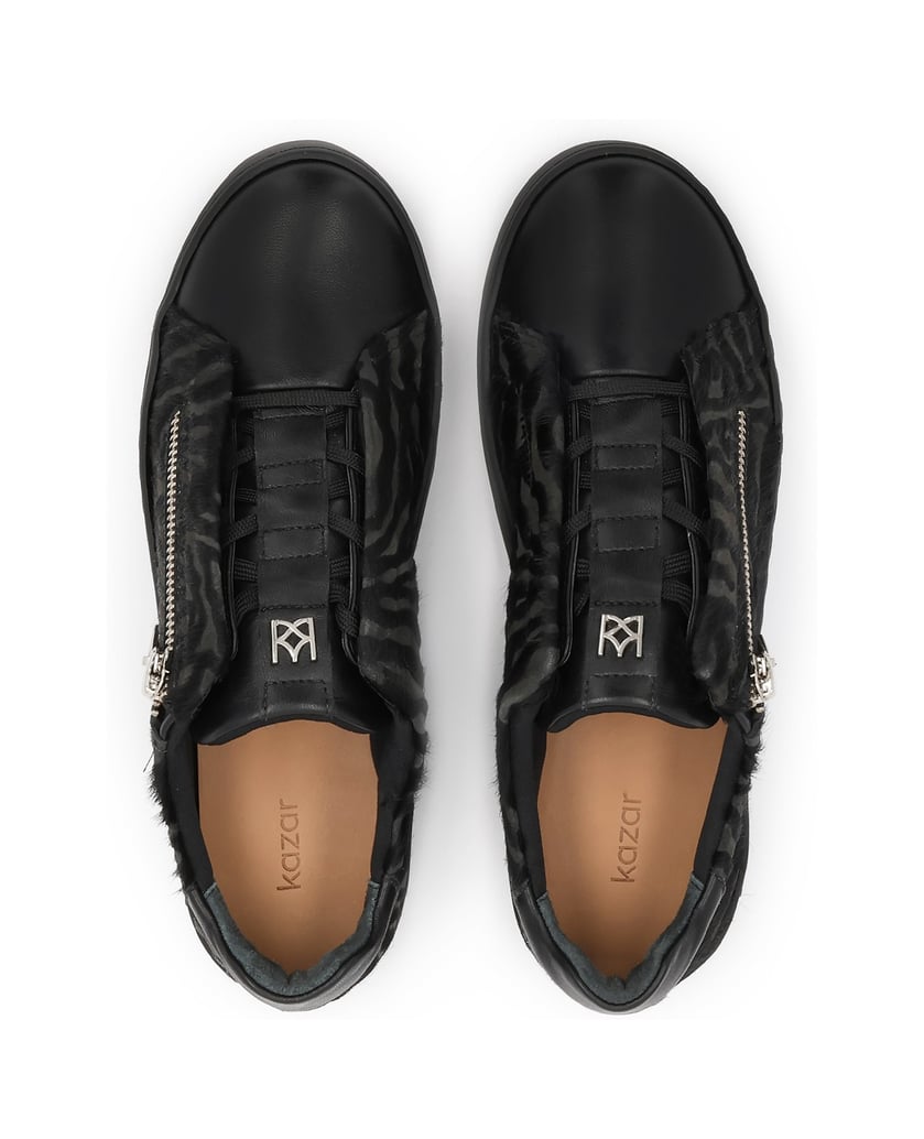 Kazar-Zebra-print-sneakers-made-of-leather-with-natural-hair-finish-černá