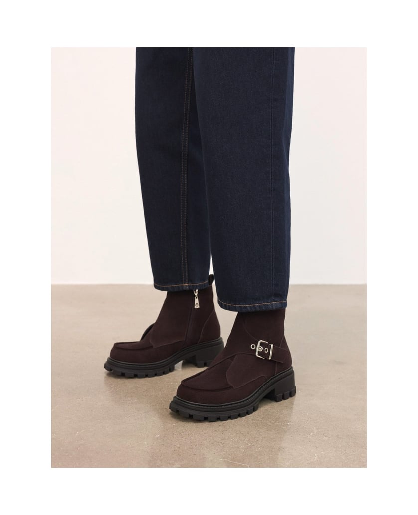 Kazar-Brown-suede-boots-on-a-solid-sole-with-a-decorative-buckle-tmavá-hnedá