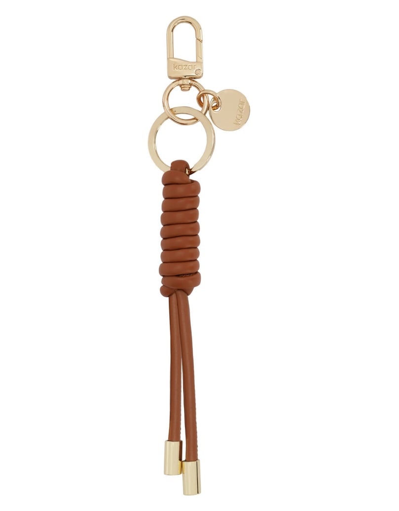 Kazar-Light-brown-leather-key-ring-with-elegant-gold-details-ťavia