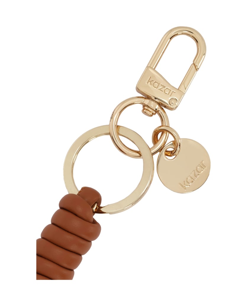 Kazar-Light-brown-leather-key-ring-with-elegant-gold-details-ťavia