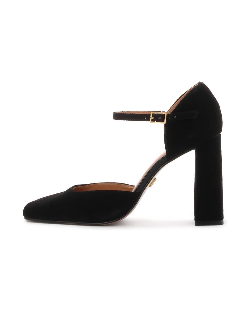 Kazar-Suede-semi-open-toe-pumps-on-a-post-čierna