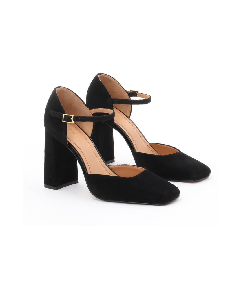 Kazar-Suede-semi-open-toe-pumps-on-a-post-čierna