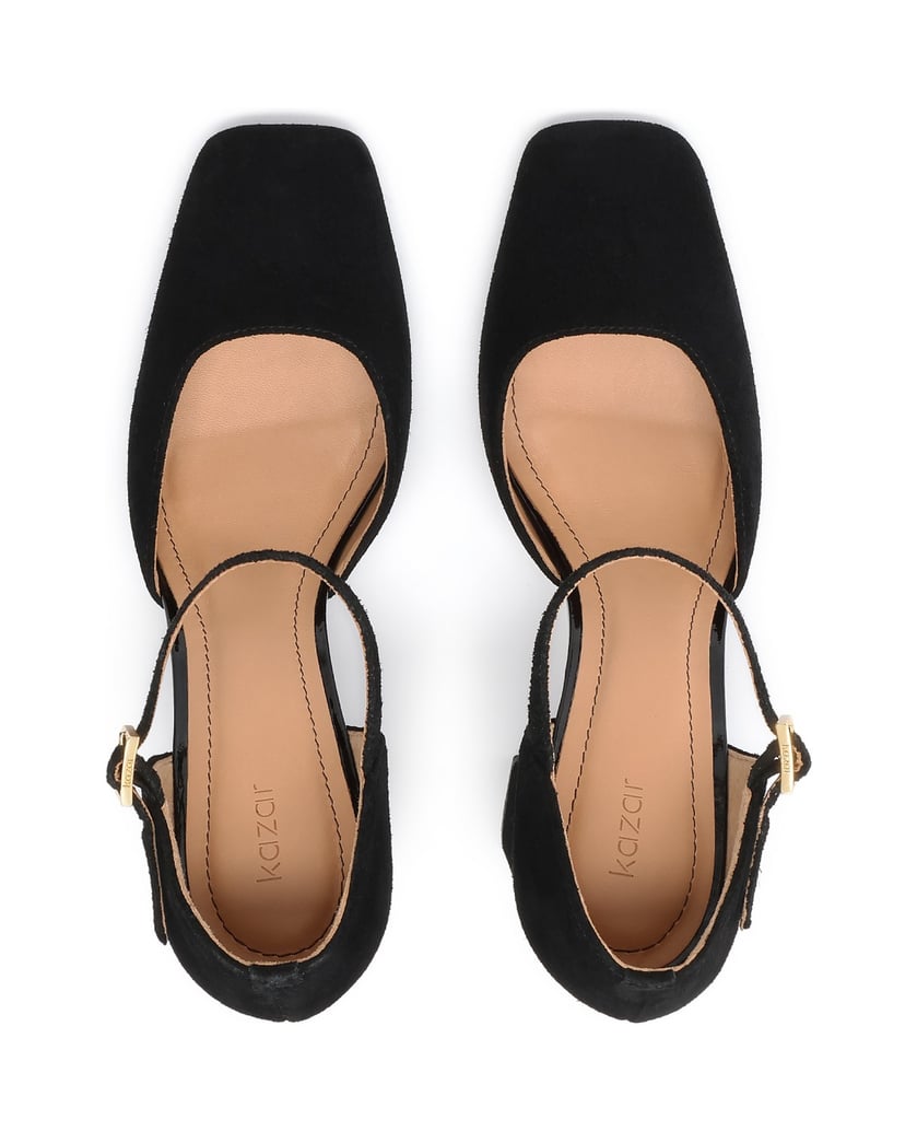 Kazar-Suede-semi-open-toe-pumps-on-a-post-čierna