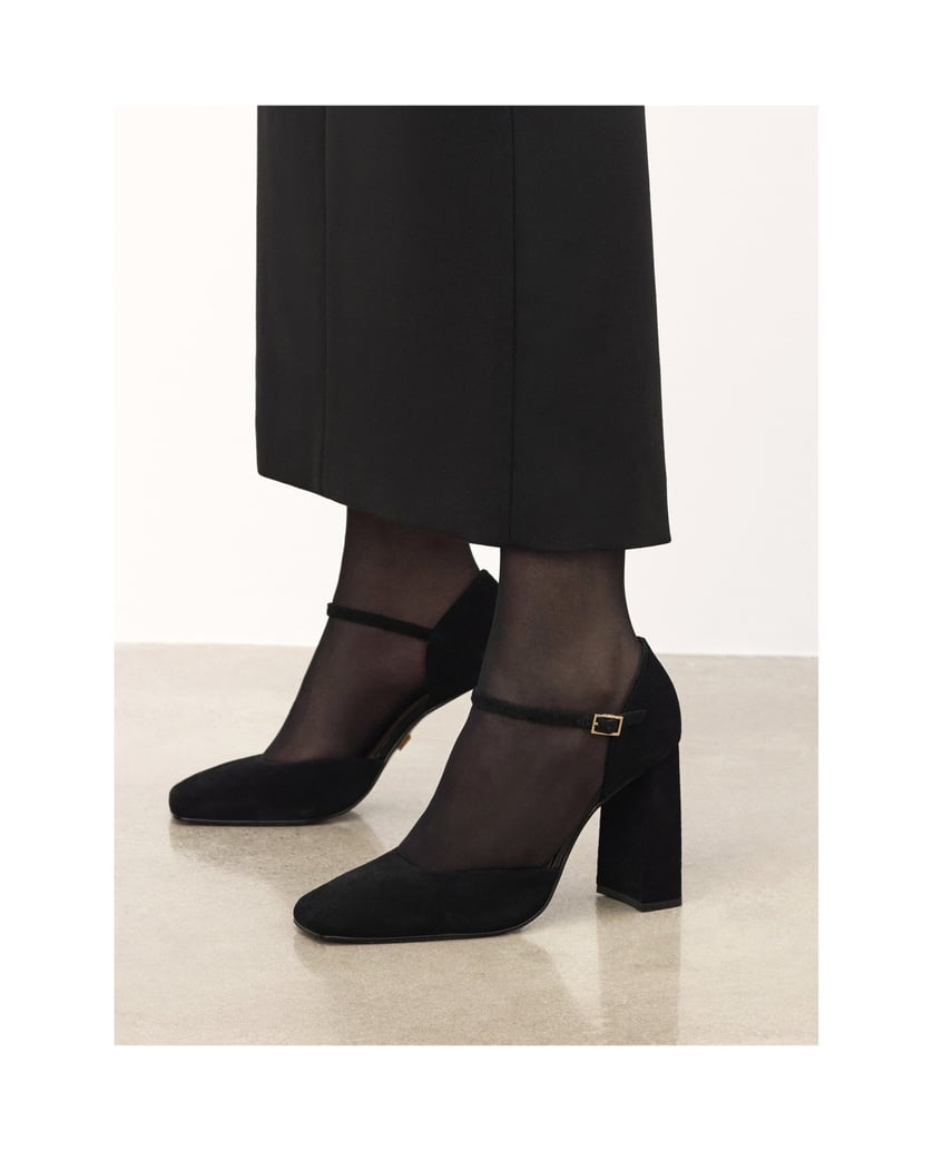 Kazar-Suede-semi-open-toe-pumps-on-a-post-čierna