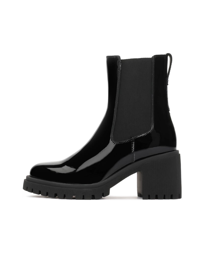 Kazar-Schwarze-Lacklederstiefel-mit-Knittereffekt-schwarz