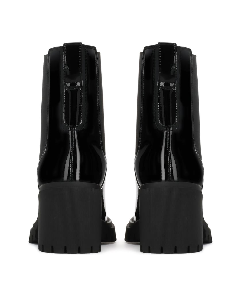 Kazar-Schwarze-Lacklederstiefel-mit-Knittereffekt-schwarz