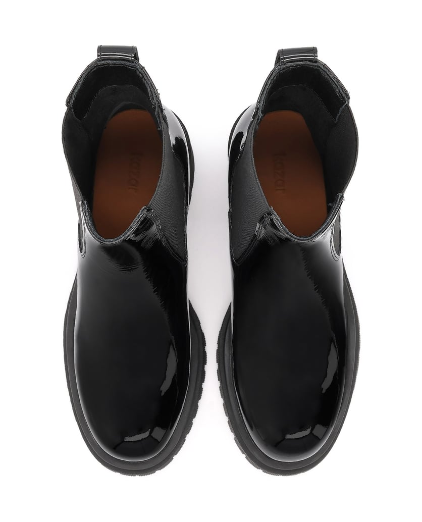 Kazar-Schwarze-Lacklederstiefel-mit-Knittereffekt-schwarz