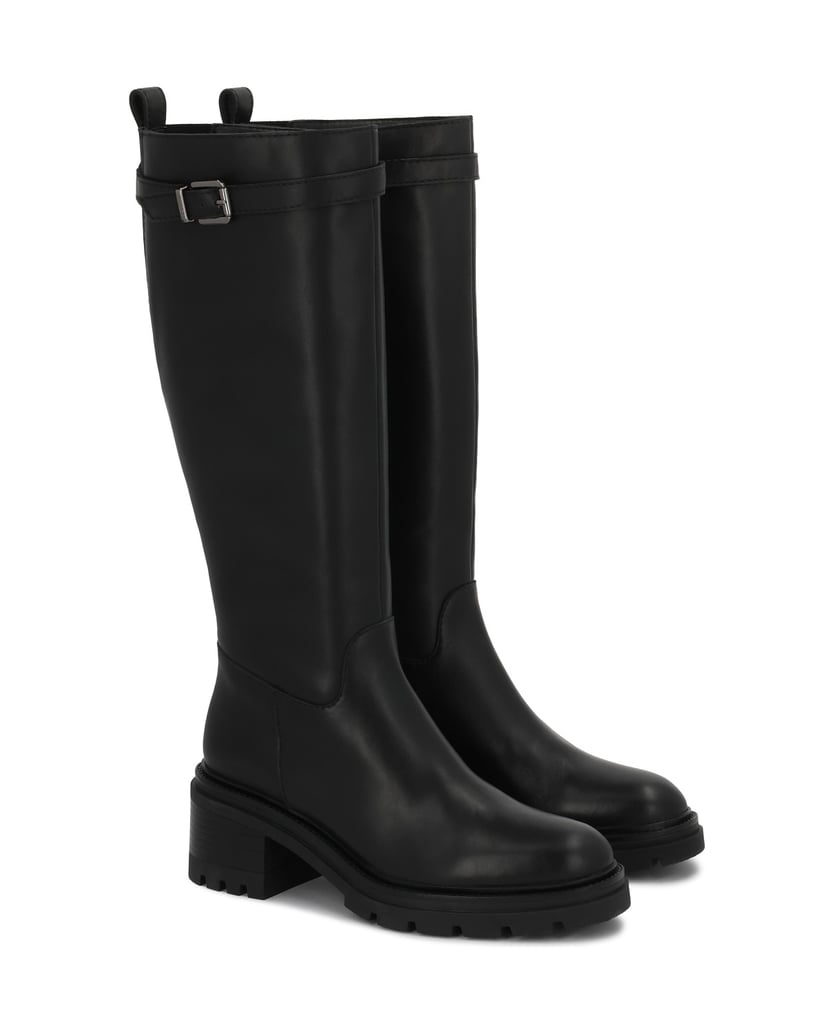 Kazar-Leather-boots-with-wide-heels-čierna
