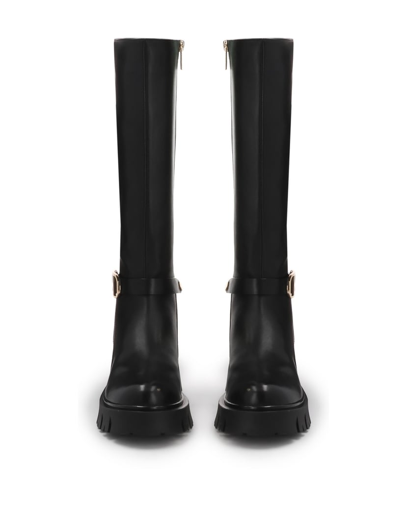 Kazar-Black-leather-boots-decorated-with-a-strap-čierna