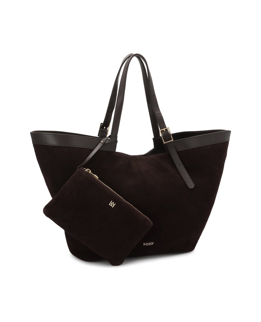 Kazar-Brown-large-suede-handbag-hnědá