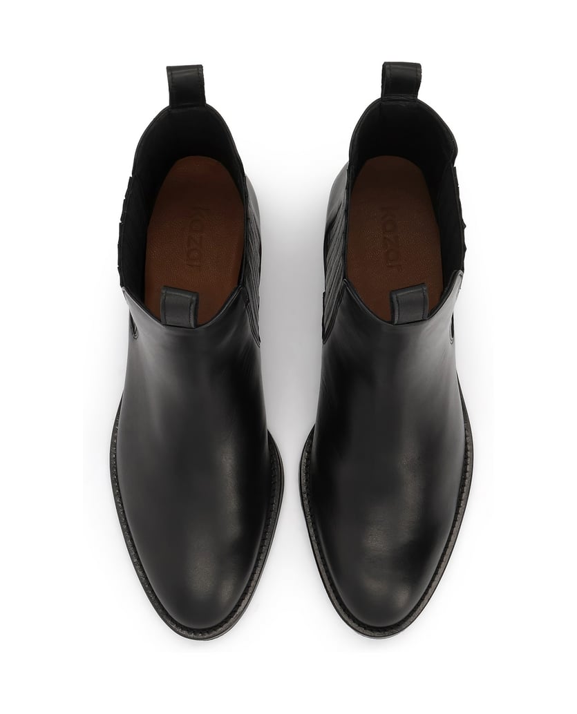 Kazar-Black-leather-boots-with-elastic-inserts-and-loops-čierna