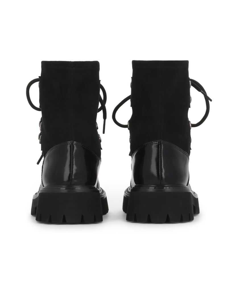 Kazar-Black-leather-boots-with-fabric-upper-and-trep-sole-černá