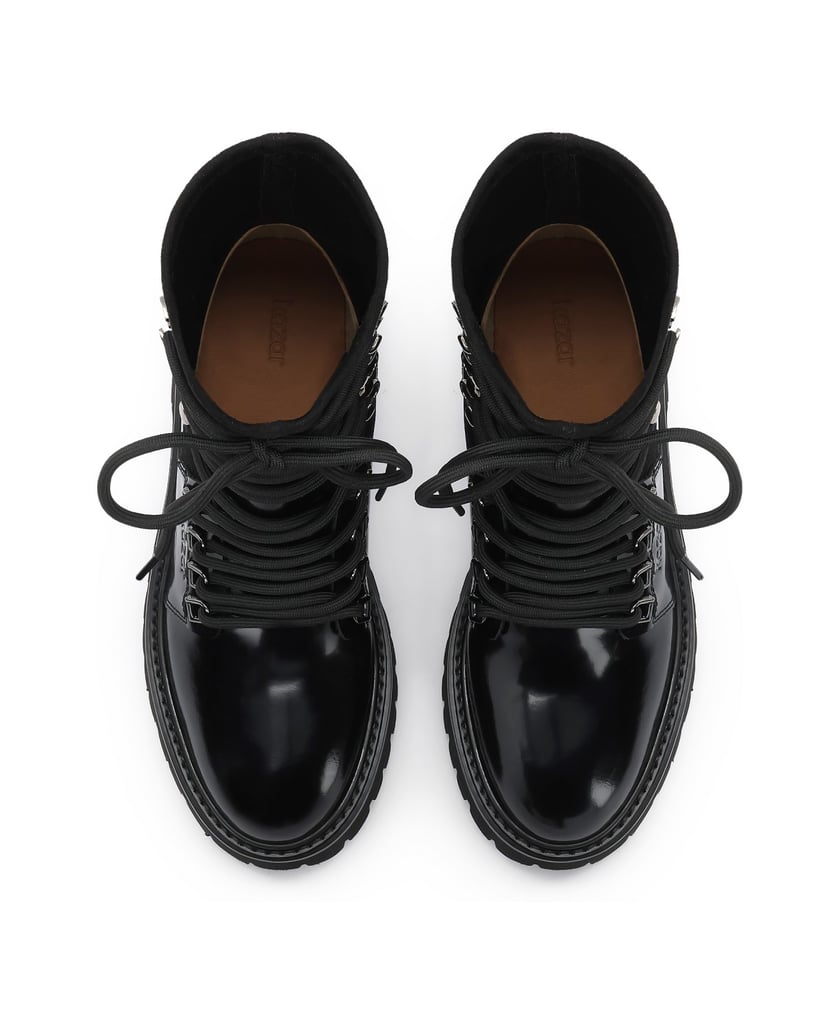 Kazar-Black-leather-boots-with-fabric-upper-and-trep-sole-černá