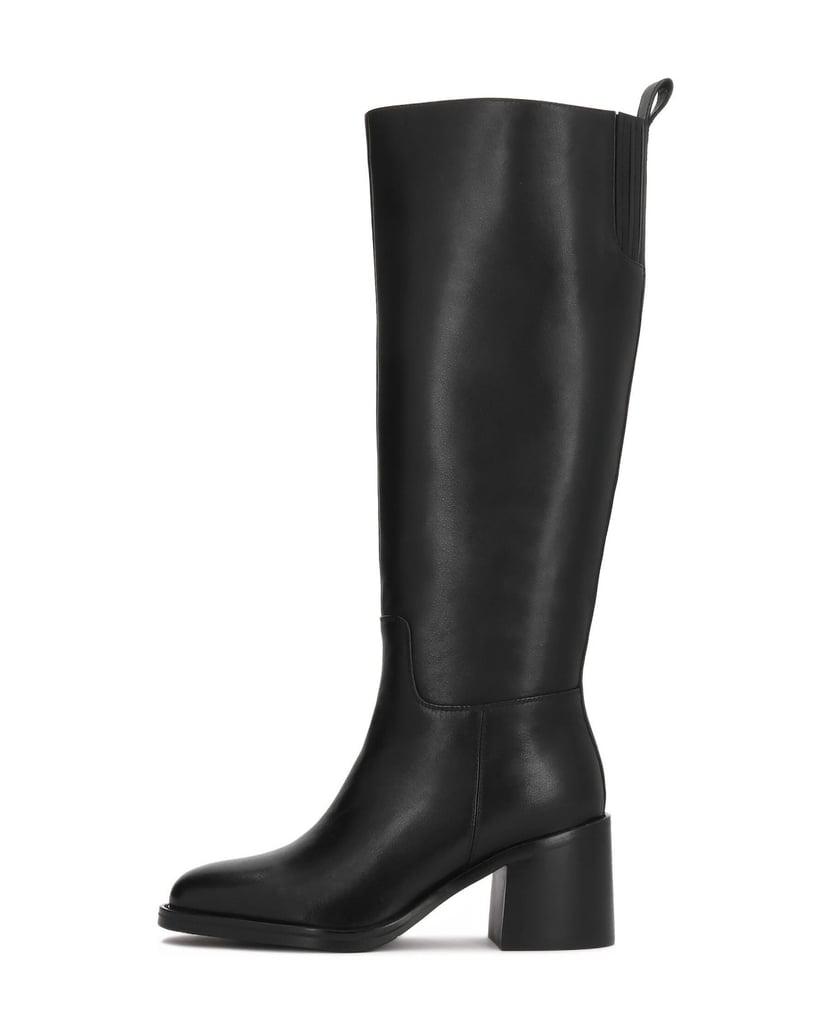 Kazar-Black-leather-boots-with-block-heel-černá