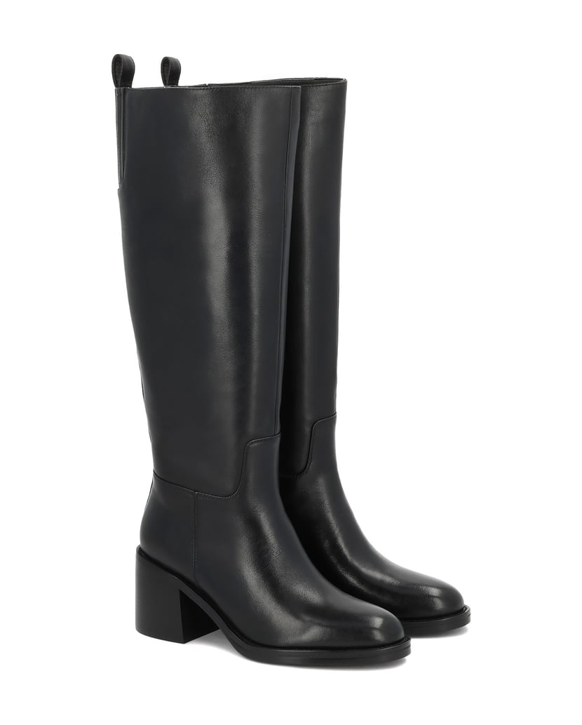 Kazar-Black-leather-boots-with-block-heel-černá