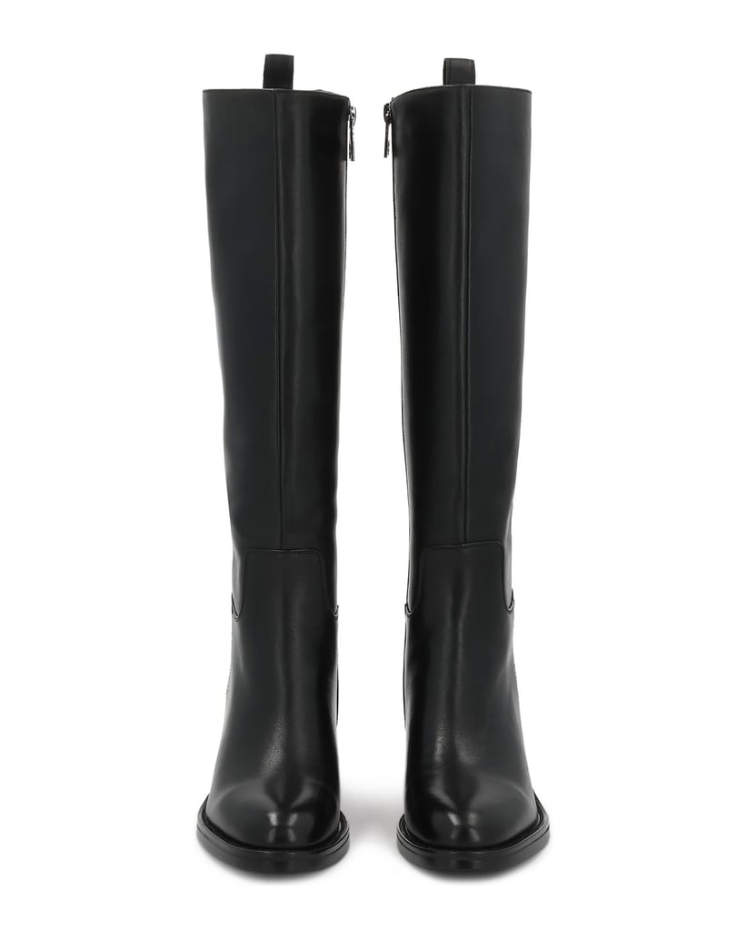 Kazar-Black-leather-boots-with-block-heel-černá