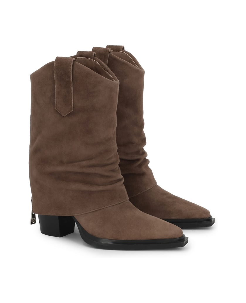 Kazar-Light-brown-suede-cowboy-boots-with-decorative-zipper-ťavia