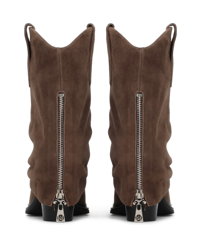 Kazar-Light-brown-suede-cowboy-boots-with-decorative-zipper-ťavia