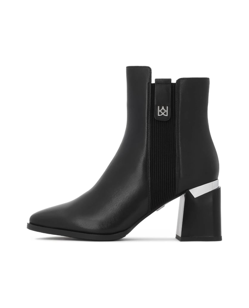 Kazar-Black-leather-boots-with-metallic-detailing-čierna