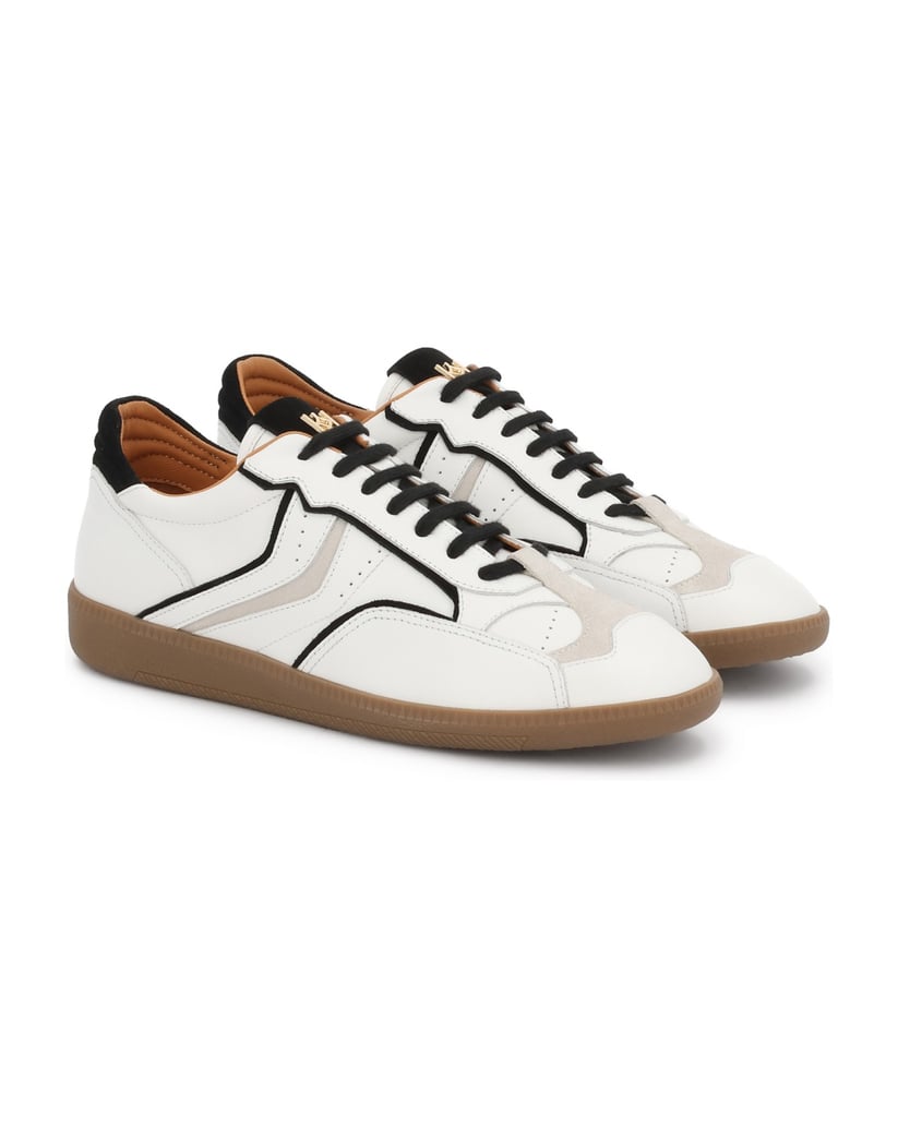Kazar-Black-and-white-leather-sneakers-with-suede-inset-pattern-biela