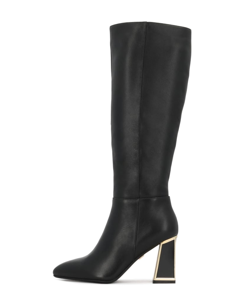 Kazar-Black-stiletto-boots-with-gold-inserts-černá