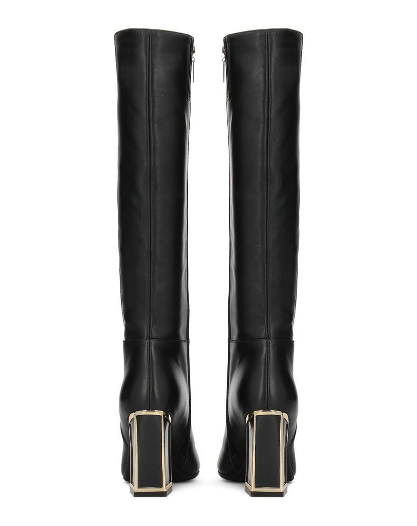 Kazar-Black-stiletto-boots-with-gold-inserts-černá
