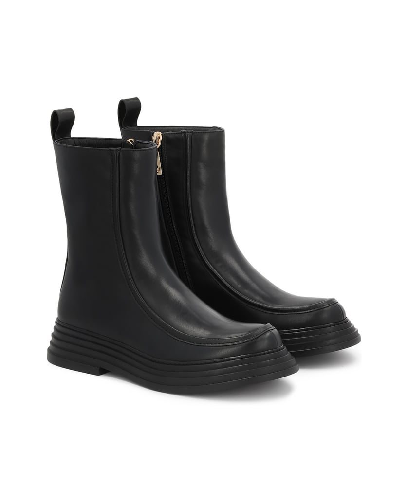 Kazar-Flache-Lederstiefel-mit-Reißverschluss-schwarz
