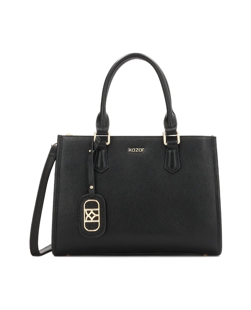 Kazar-Black-leather-handbag-with-detachable-strap-and-lockable-compartment-čierna