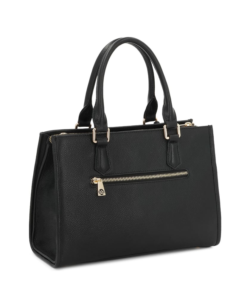 Kazar-Black-leather-handbag-with-detachable-strap-and-lockable-compartment-čierna