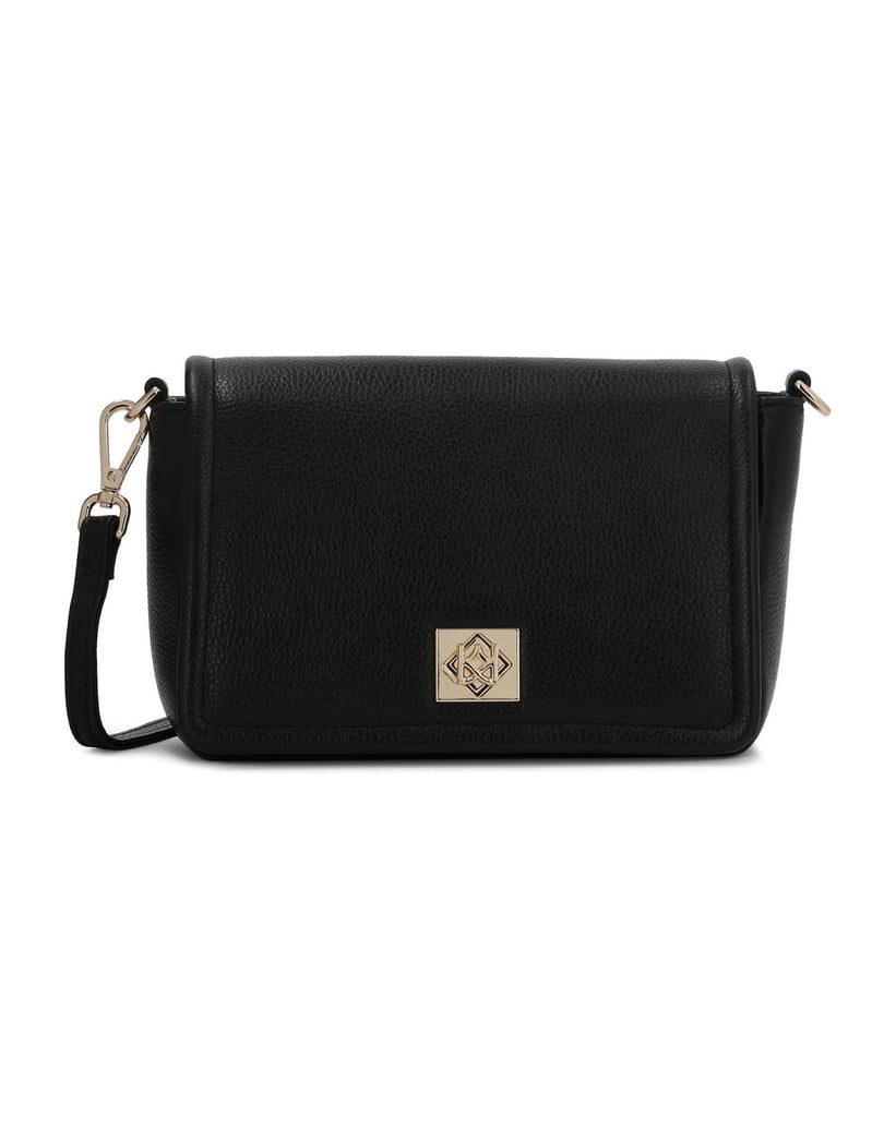 Kazar-Small-black-leather-handbag-with-flap-černá