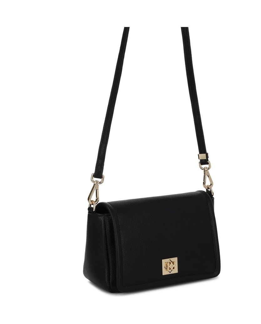 Kazar-Small-black-leather-handbag-with-flap-černá