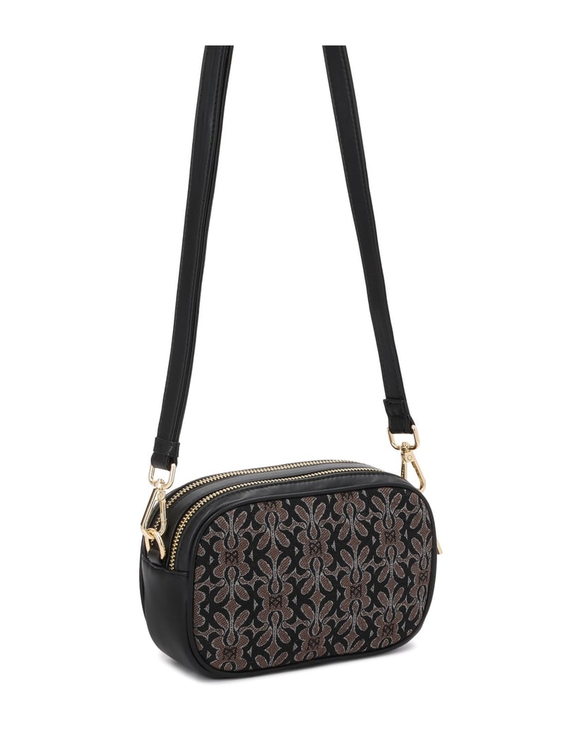 Kazar-Brown-and-black-patterned-fabric-handbag-hnědá