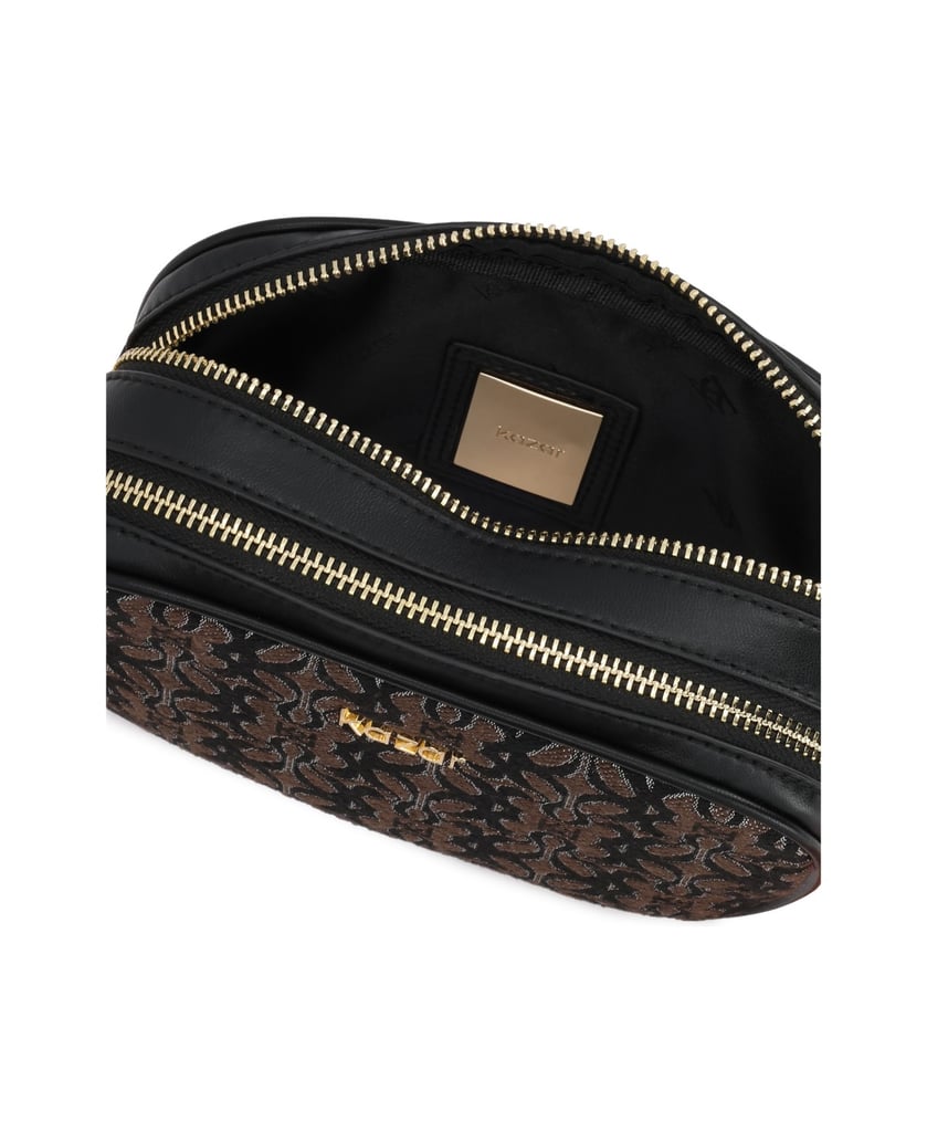 Kazar-Brown-and-black-patterned-fabric-handbag-hnědá