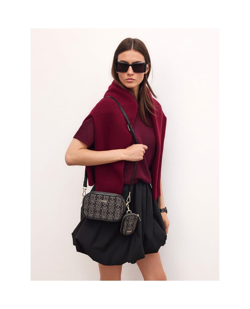 Kazar-Brown-and-black-patterned-fabric-handbag-hnědá