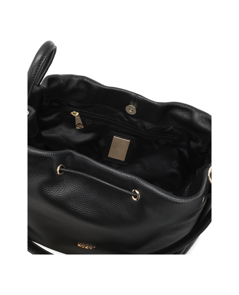 Kazar-Black-natural-leather-bag-with-strap-černá