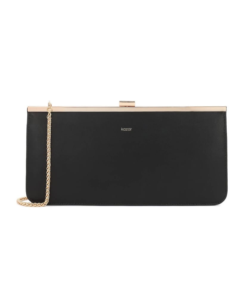 Kazar-Elegant-black-clutch-bag-with-gold-frame-čierna