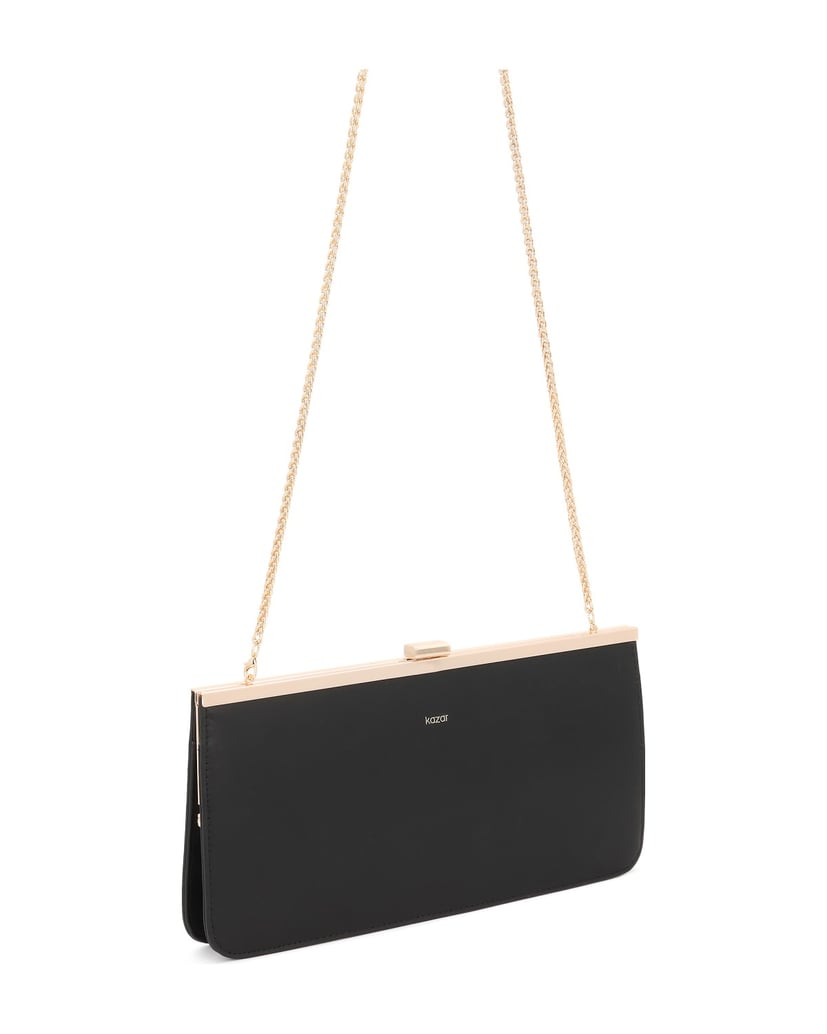 Kazar-Elegant-black-clutch-bag-with-gold-frame-čierna