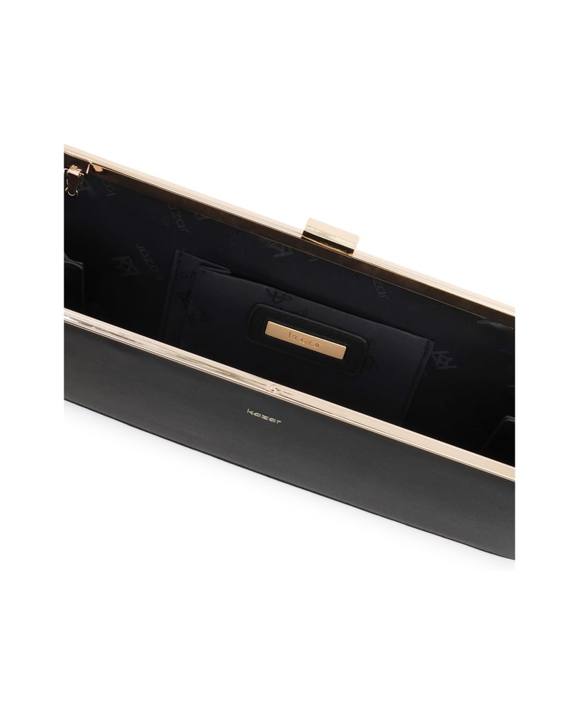 Kazar-Elegant-black-clutch-bag-with-gold-frame-čierna