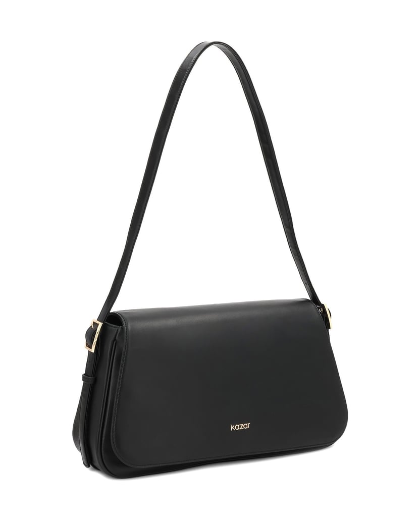 Kazar-Black-leather-handbag-with-flap-and-adjustable-strap-černá