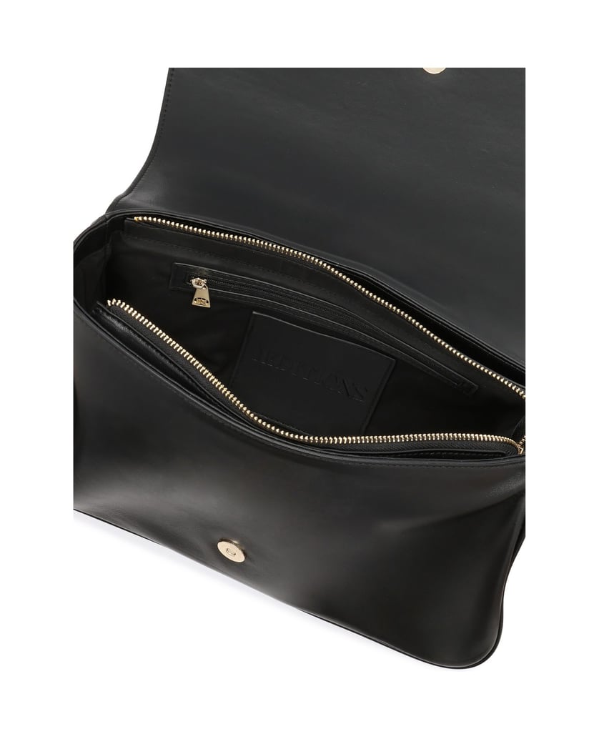 Kazar-Black-leather-handbag-with-flap-and-adjustable-strap-černá