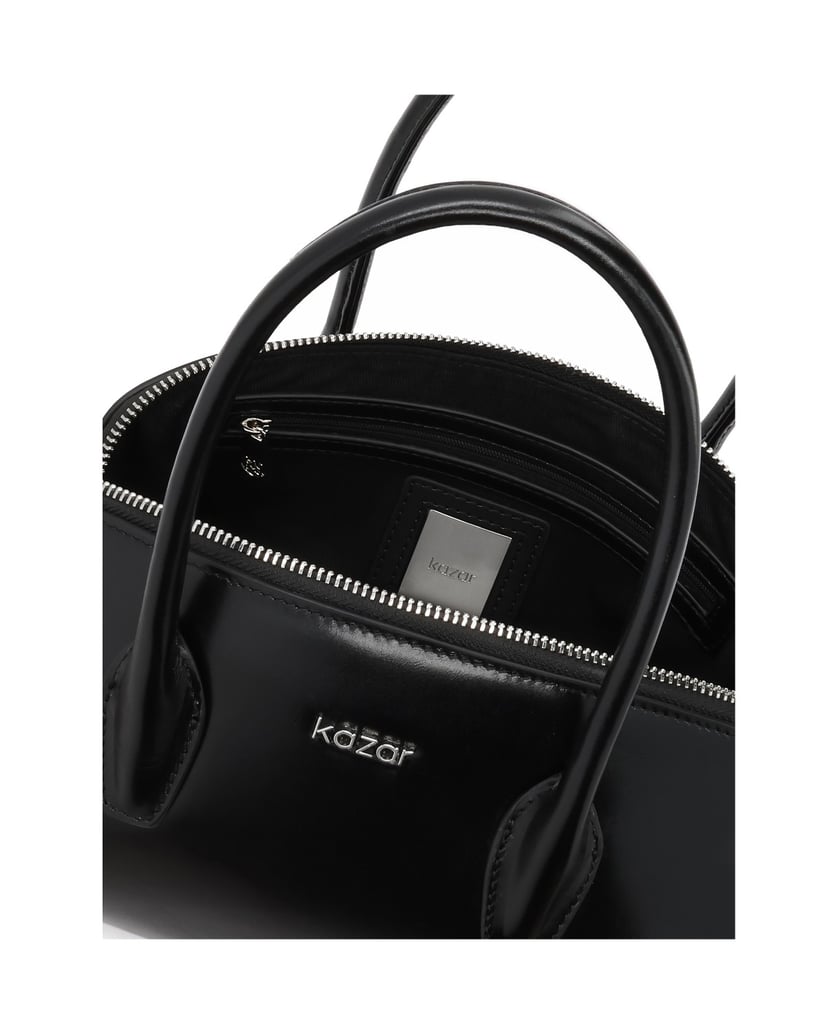 Kazar-Black-leather-handbag-with-rigid-construction-čierna