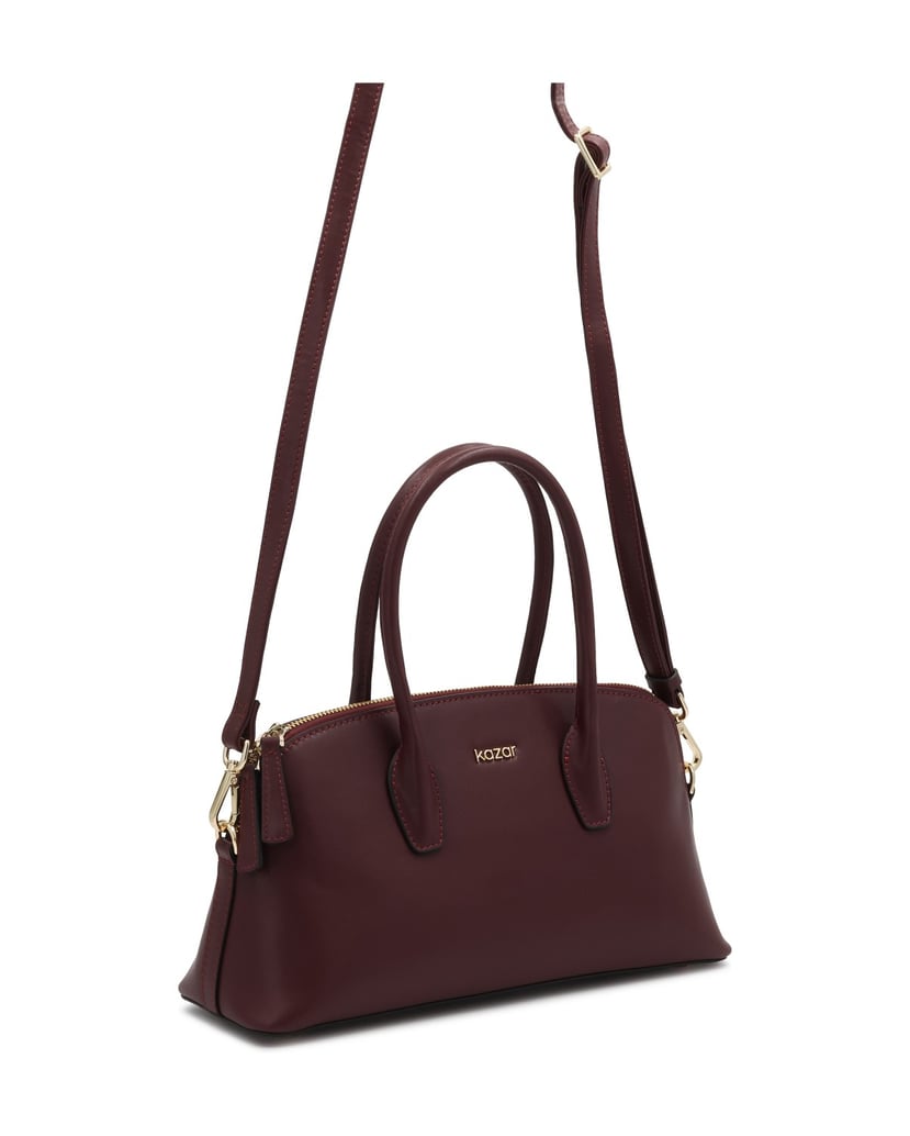 Kazar-Steife-Tasche-aus-burgunderrotem-Naturleder-rot