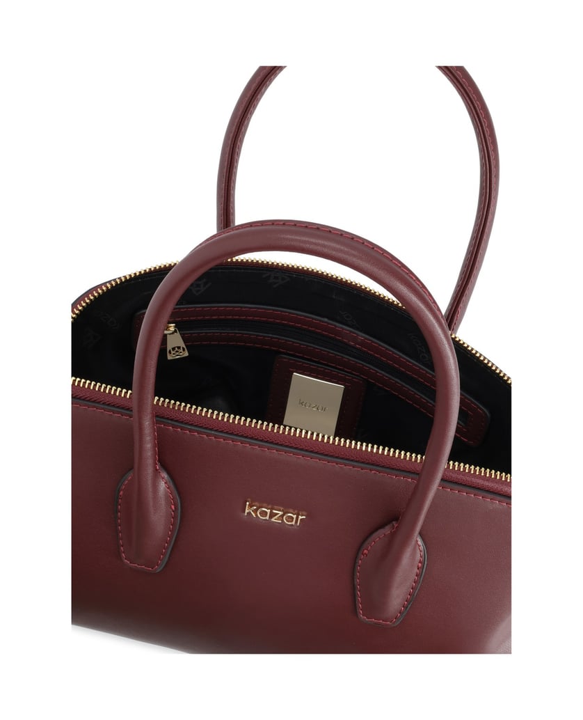 Kazar-Steife-Tasche-aus-burgunderrotem-Naturleder-rot