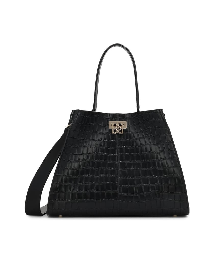 Kazar-Black-embossed-leather-handbag-černá