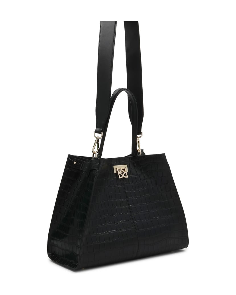 Kazar-Black-embossed-leather-handbag-černá