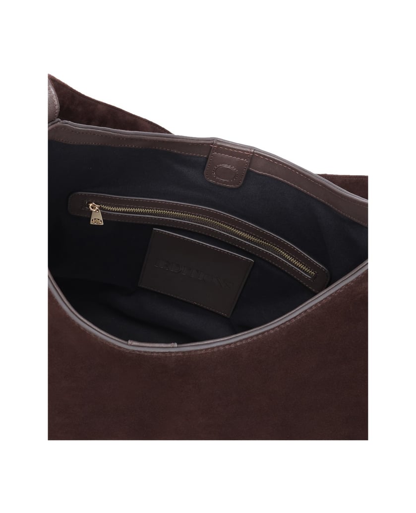 Kazar-Brown-suede-trapeze-handbag-with-leather-strap-hnědá