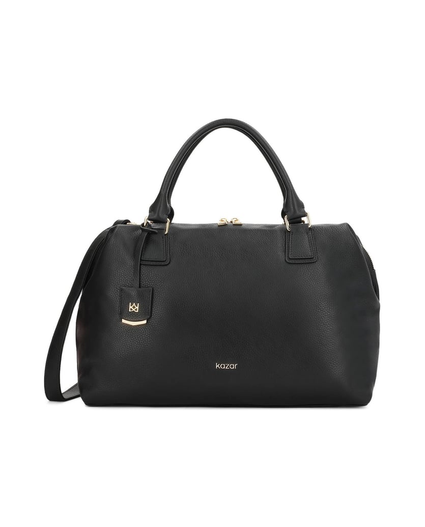 Kazar-Black-leather-handbag-with-key-ring-and-detachable-strap-čierna