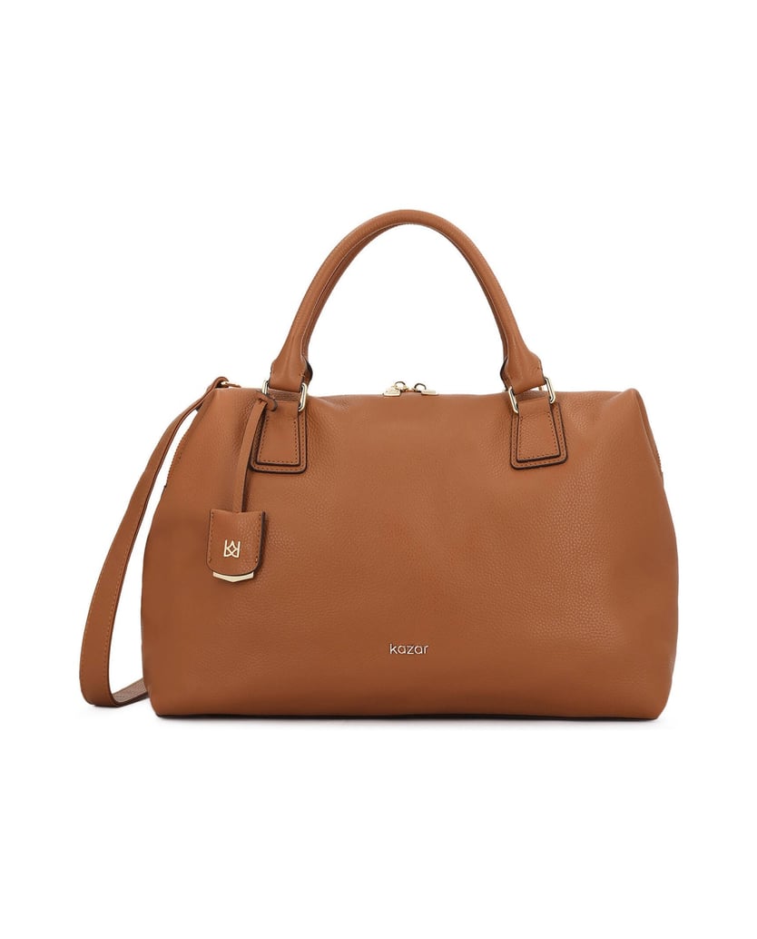 Kazar-Large-light-brown-handbag-with-two-handles-and-a-strap-velbloudí